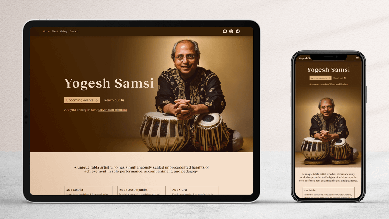 Mockup of the yogeshsamsi.com website